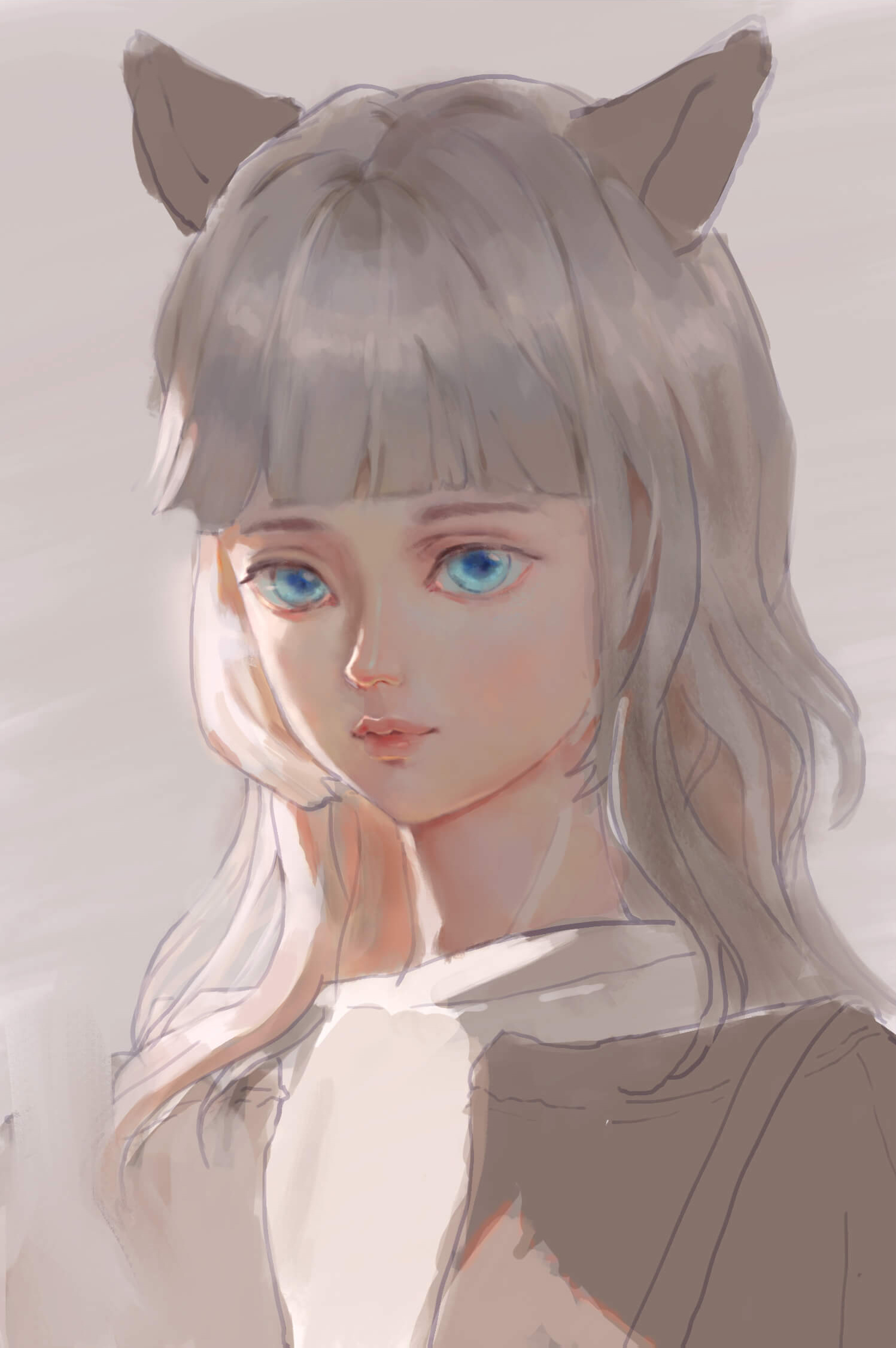 Portrait with facial volume refined and hair sheen added