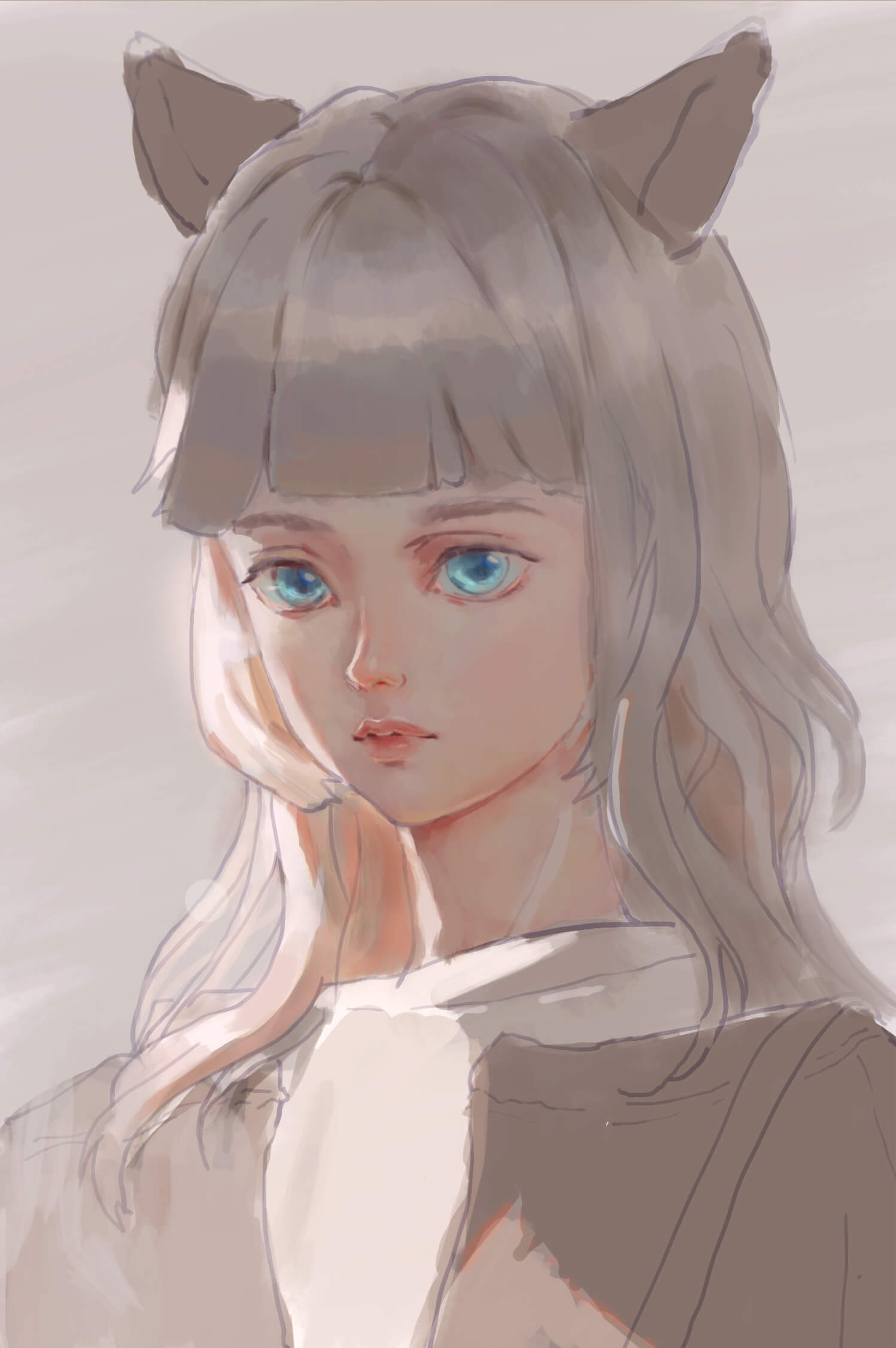 Portrait midway through detailed refinement