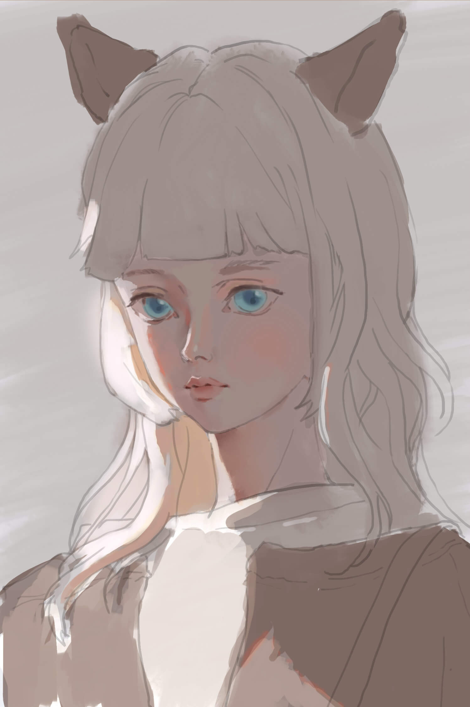 Facial features tinted using soft light blending mode