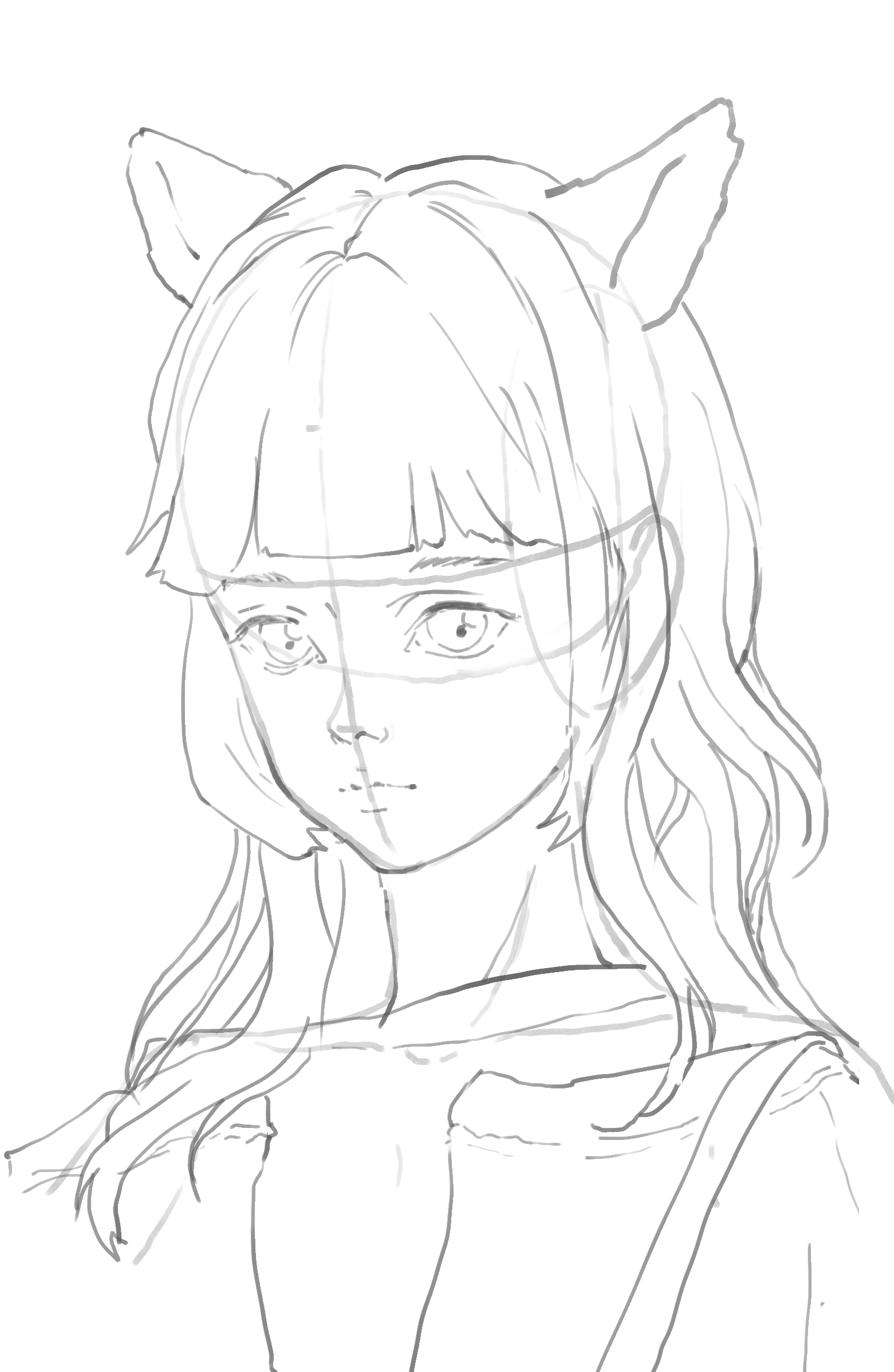 Portrait line art developed from the geometric base