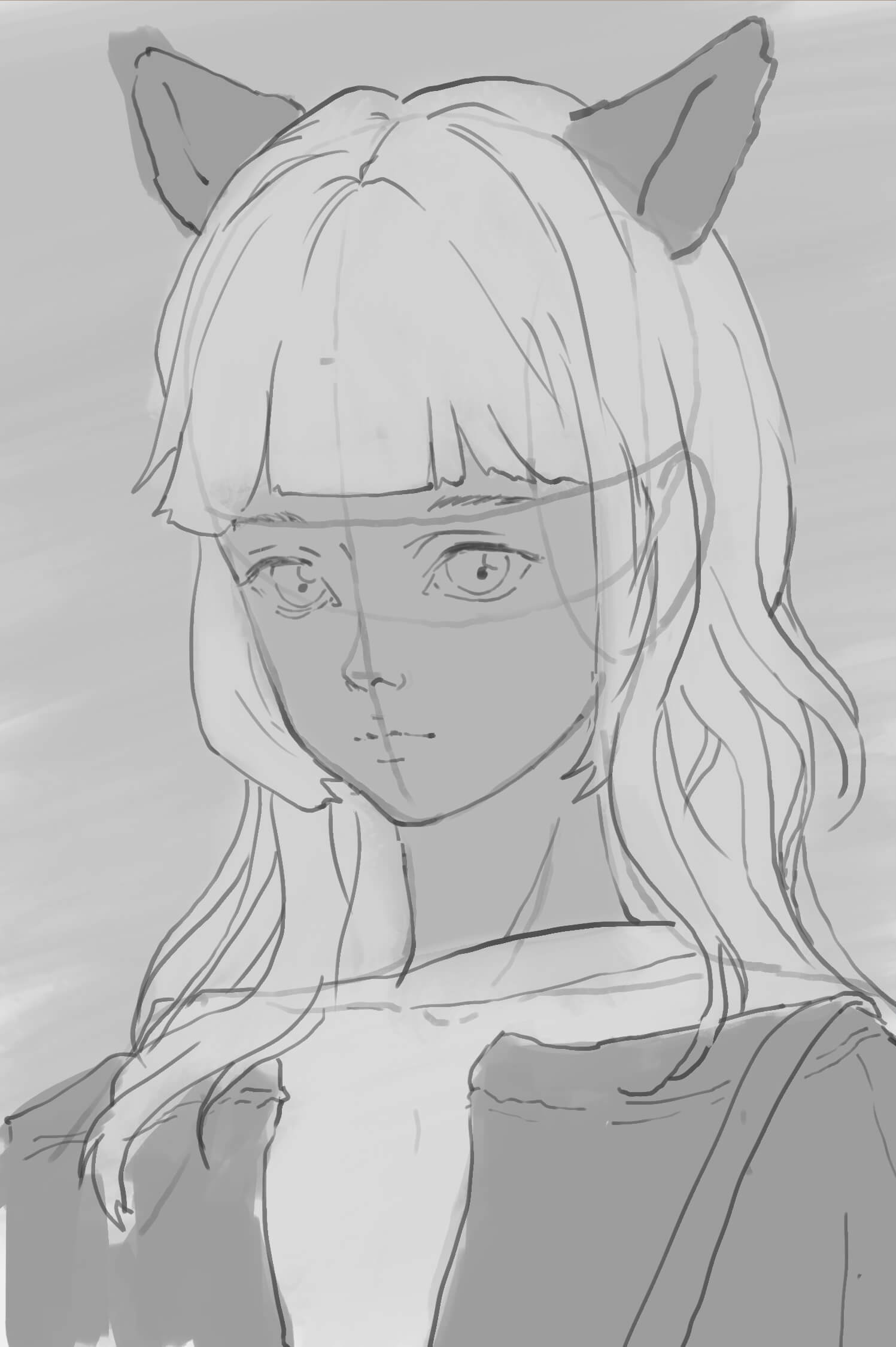 Black-and-white value blocking under the line art