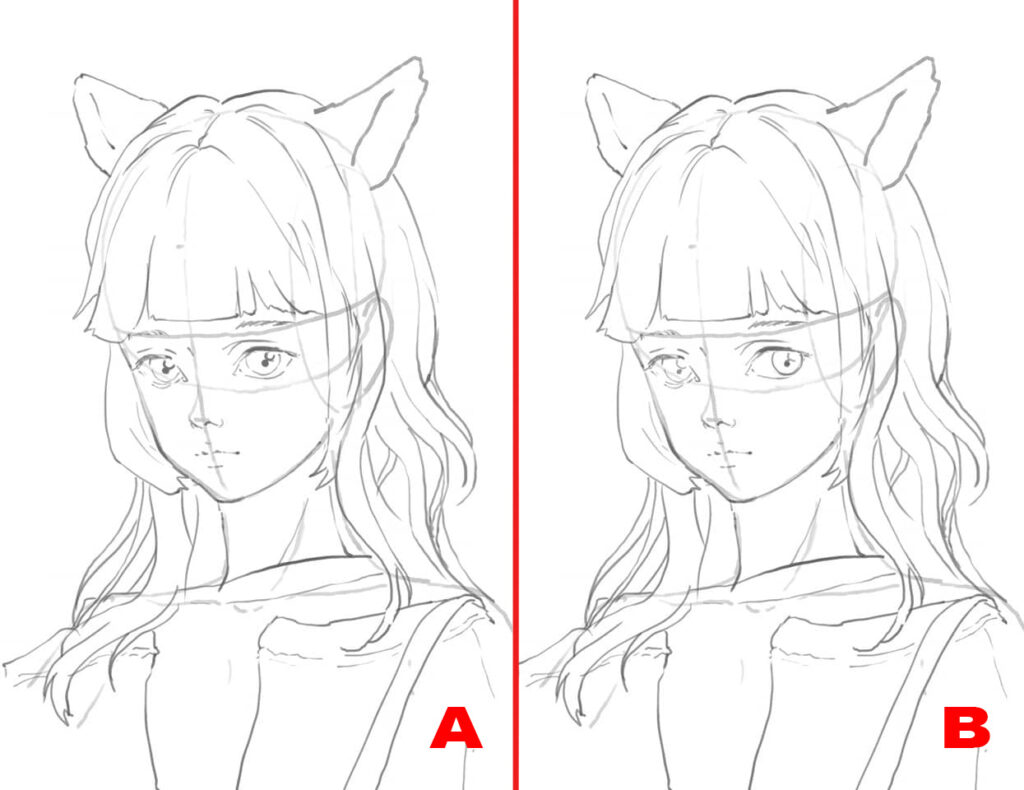 Comparison of a gaze aimed at the camera versus off to the corner
