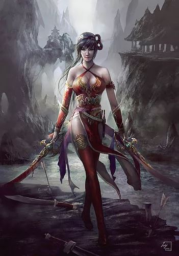 Female assassin character artwork by WeiChen Studio