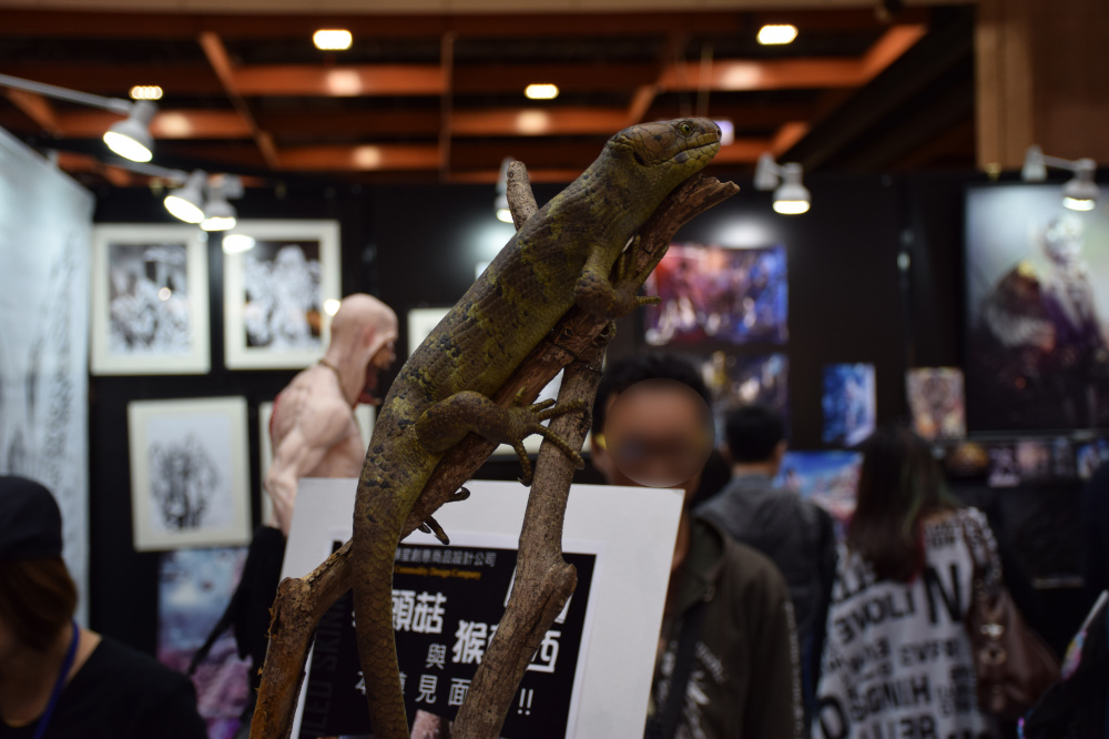 Creature figures exhibited at the event