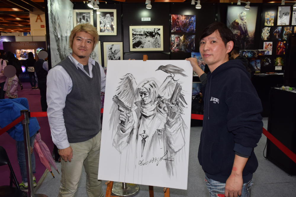 Finished live ink drawing of The Apostle character